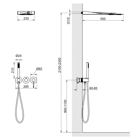 Встраиваемая душевая система со смесителем Timo Saona SX-2340/18SM черное золото